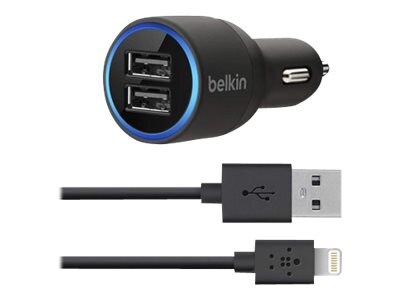 Belkin 10W Dual USB Car charger with 3.94' Lightning Cable