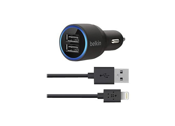Belkin 10W Dual USB Car charger with 3.94' Lightning Cable