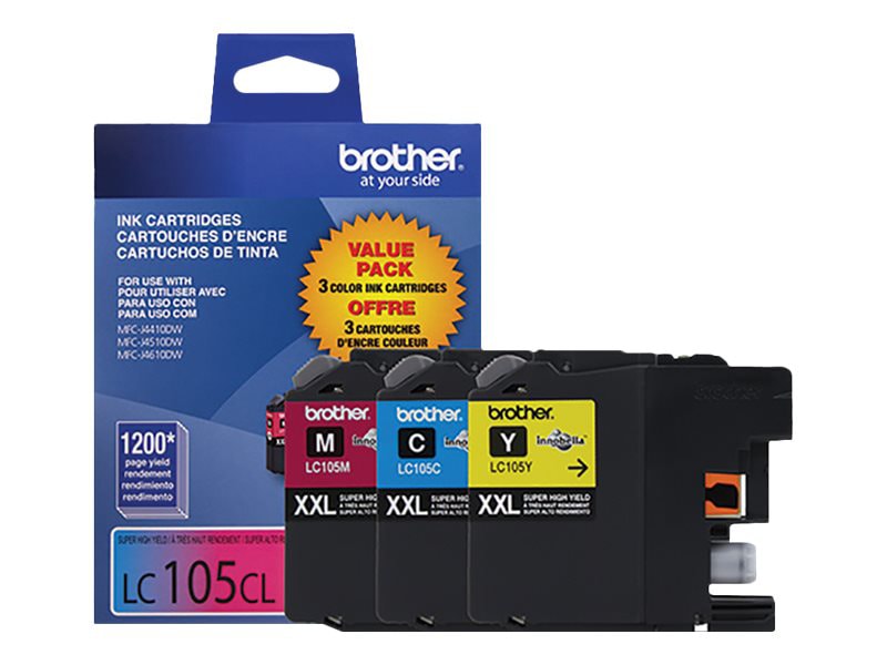 Brother LC105CL XXL - Super High Yield - yellow, cyan, magenta - original - ink cartridge