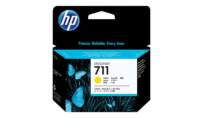 HP 711 (CZ136A) Original Inkjet Ink Cartridge - Multi-pack - Yellow - 3 / Pack