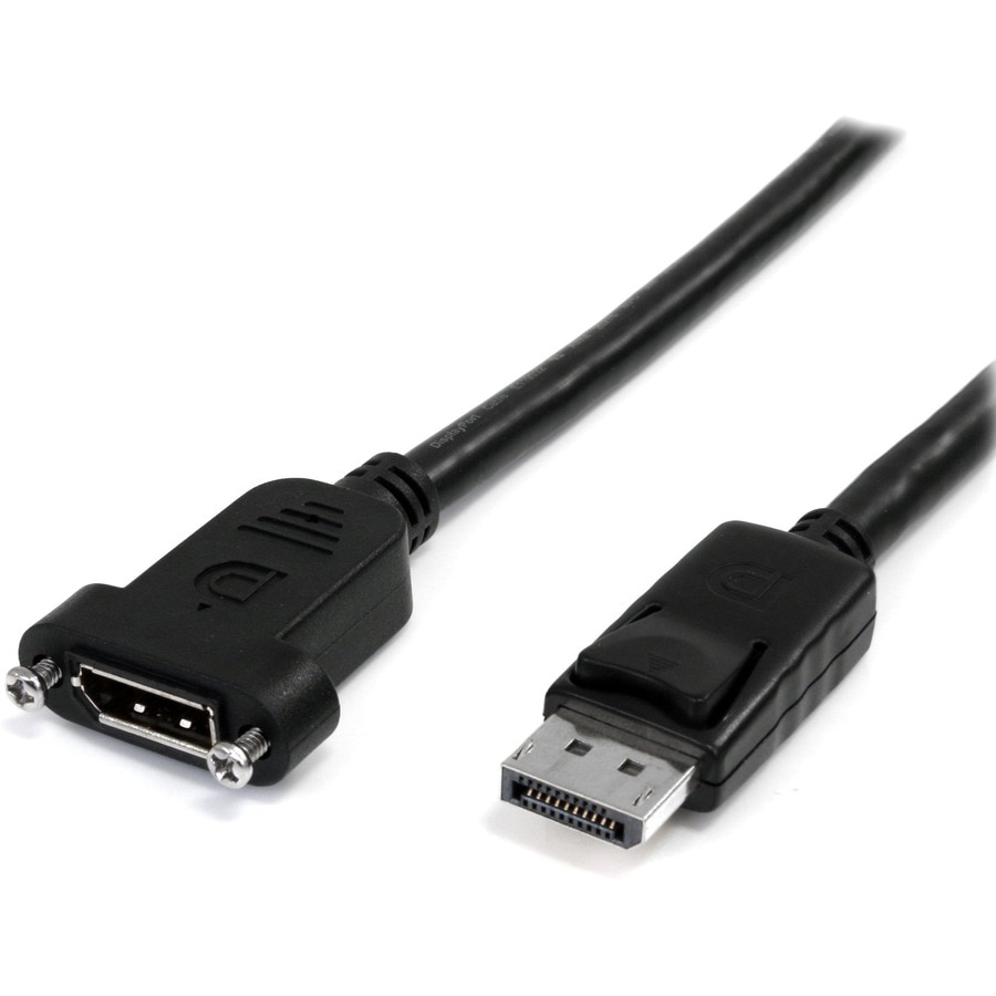 StarTech.com 3ft (1m) Panel Mount DisplayPort Cable, 4K x 2K Video, DisplayPort 1.2 Extension Cable Male to Female, DP