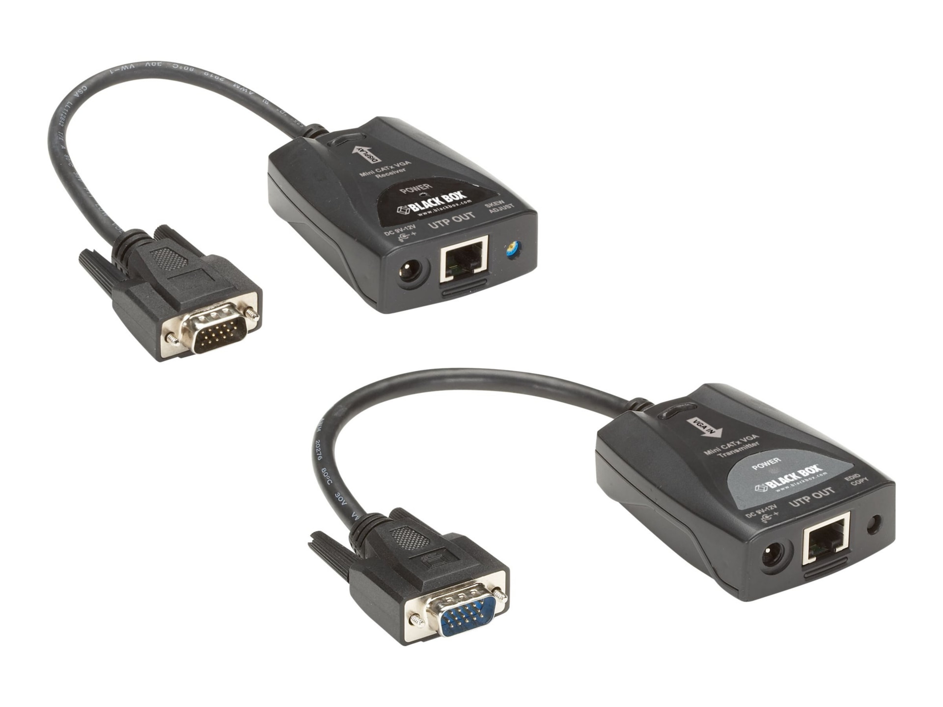 Black Box Mini CATx VGA Extender Kit with Video Equalization Adjustment - v