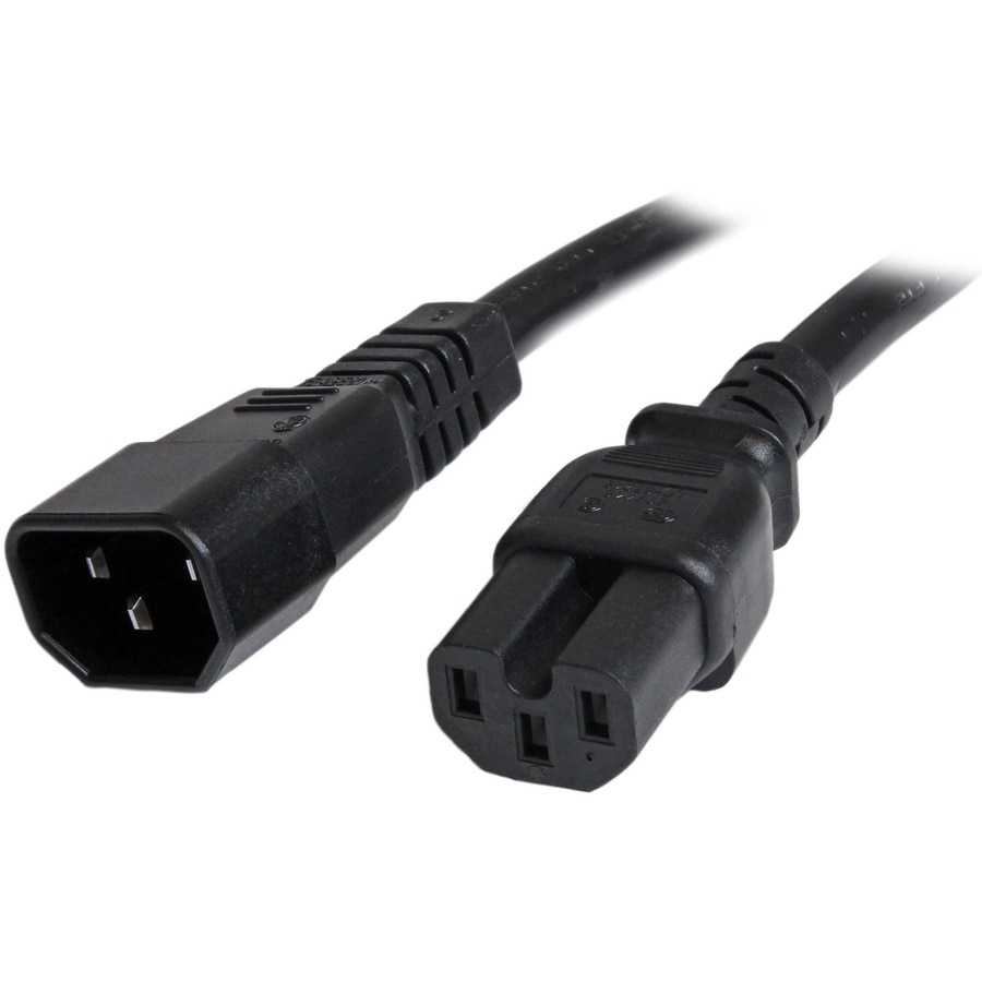 StarTech.com 3ft (1m) Heavy Duty Extension Cord, IEC C14 to IEC C15 Black E
