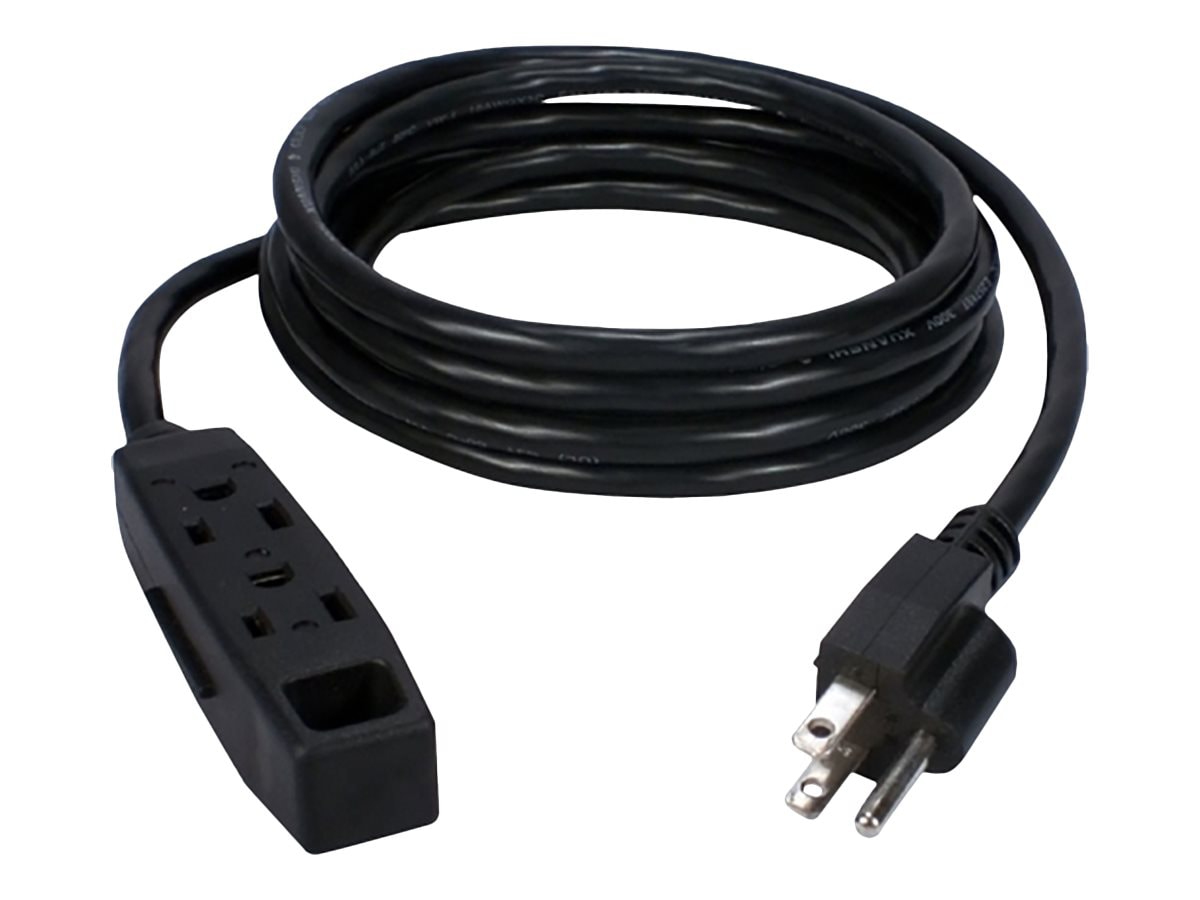 Jaco 15 Inch, Three Outlet Extention Power Cord for Jaco Carts, Black
