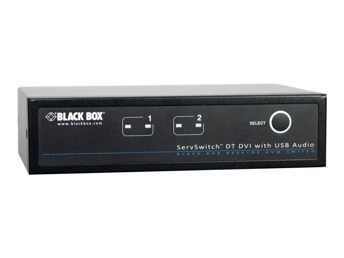 Black Box 2-Port DVI Desktop KVM Switch USB, Audio, 2-port USB Hub, Hot key