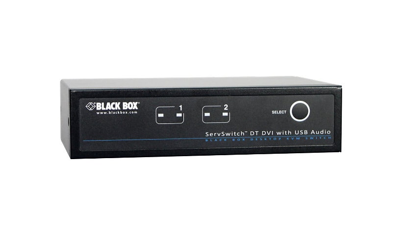 Black Box 2-Port DVI Desktop KVM Switch USB, Audio, 2-port USB Hub, Hot key