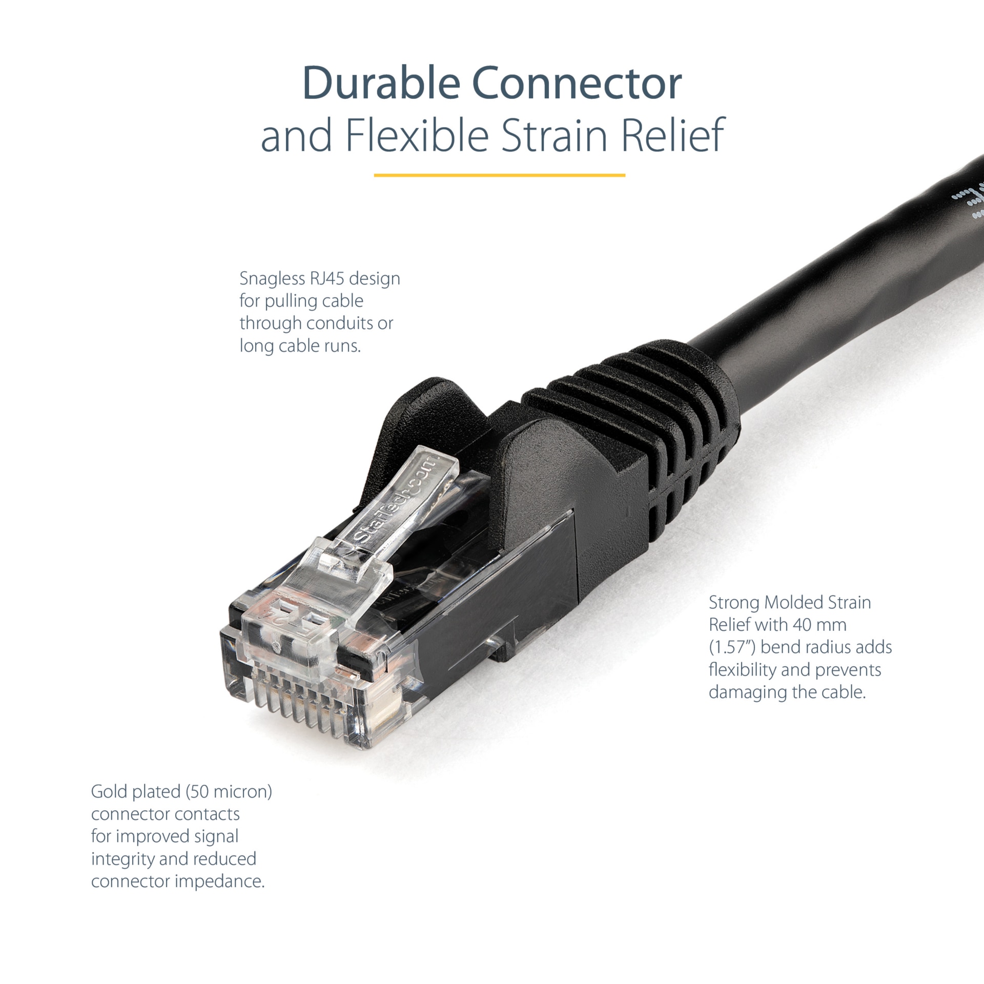 Thumbnail 3 of 16 for StarTech.com 25ft CAT6 Ethernet Cable - Black Snagless Gigabit - 100W PoE UTP 650MHz Category 6 Patch Cord UL