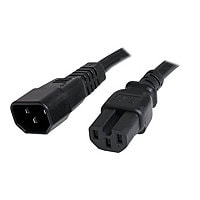 StarTech.com 3ft (1m) Heavy Duty Extension Cord, IEC C14 to IEC C15 Extension Cord, 15A 250V, 14AWG