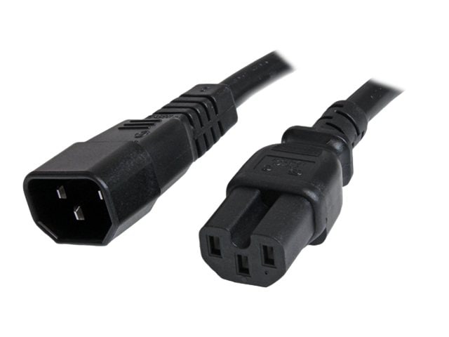 StarTech.com 6ft (1.8m) Heavy Duty Extension Cord, IEC C14 to IEC C15 Extension Cord, 15A 125V 14AWG