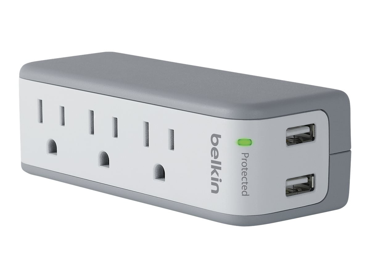 Belkin 3-Outlet Mini Surge Protector with USB Ports (2.1 AMP) - surge protector