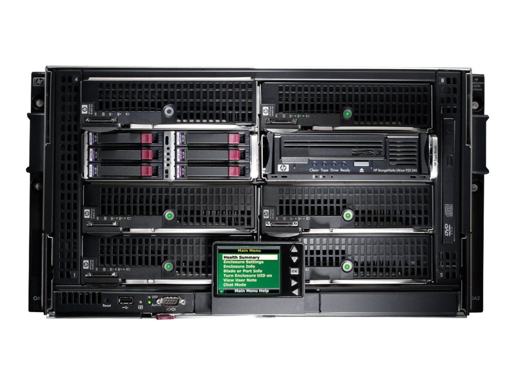HPE BLc3000 Enclosure w/4 Power Supplies and 6 Fans with Insight Control Environment License - rack-mountable - 6U