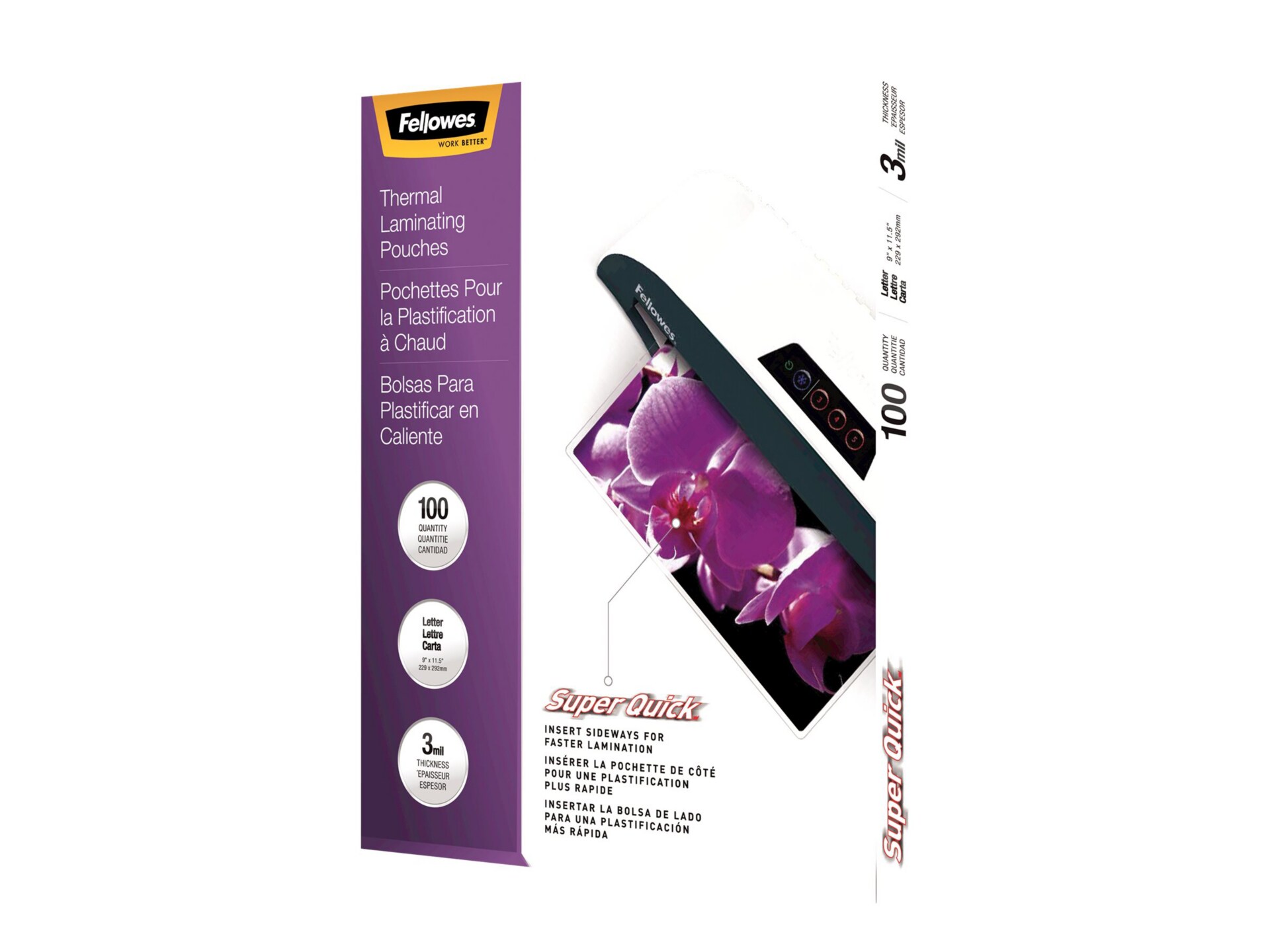 Fellowes SuperQuick - 100-pack - clear -  - glossy laminating pouches