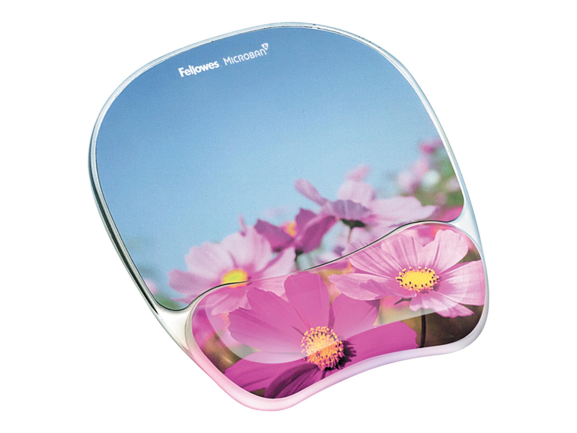 Fellowes Photo Gel Pink Flowers - mouse pad with wrist pillow