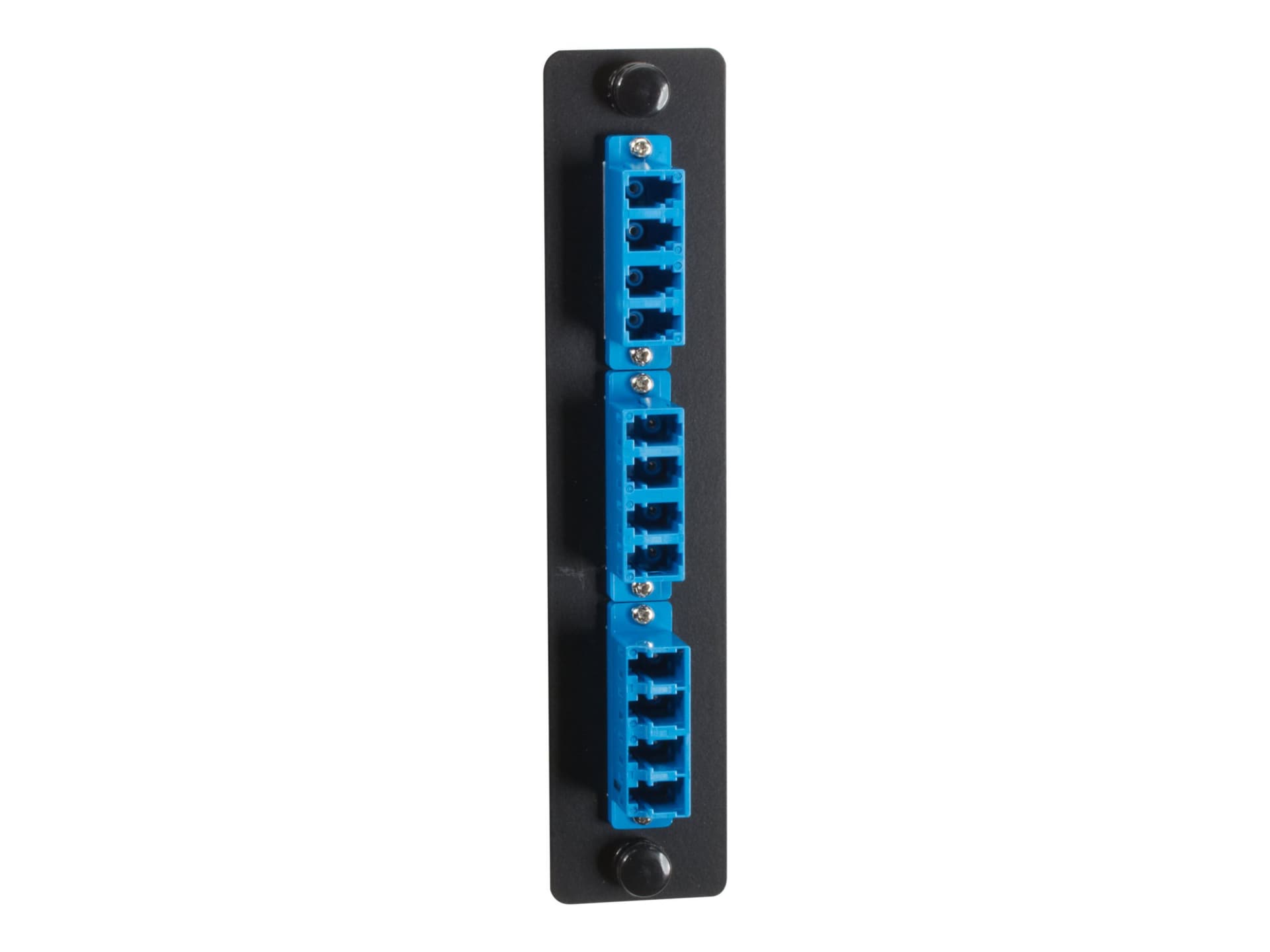 Black Box Std Fiber Patch Panel Adapter 6 Pair LC/LC, Ceramic, Blue