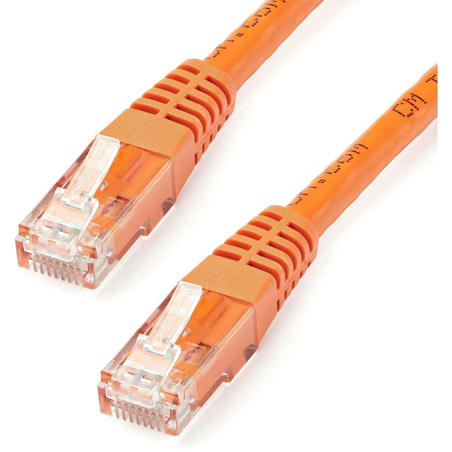 StarTech.com 15ft Orange CAT6 Ethernet Cable - Molded CAT6 Patch Cord - PoE++ Gigabit Network Cable - M/M