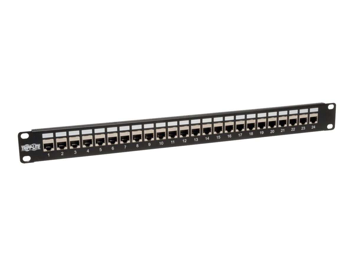 Tripp Lite 24-Port Shielded Cat6 Feed Through Patch Panel RJ45 1URM TAA