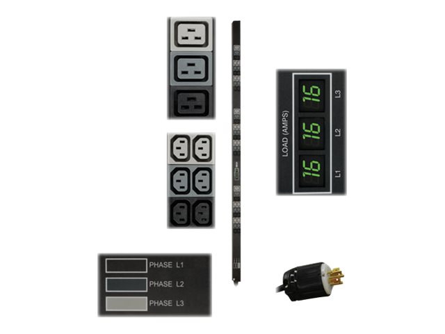 Tripp Lite PDU 3-Phase Metered 240V/230V/220V 11.5kW C13 C19 Vertical 0URM