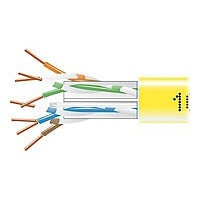 Black Box CAT6, 550-MHz Solid Bulk Cable, 4-Pair, 1000', Plenum, Yellow