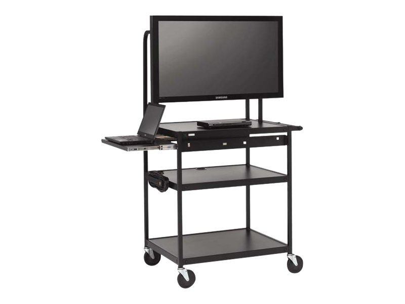 Bretford Basics Flat Panel Multimedia Cart FP42MUL-P5BK - cart - for monitor / notebook - black powder