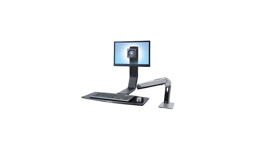Ergotron WorkFit-A LCD LD Standing Desk - mounting kit - for LCD display / keyboard / mouse - polished aluminum