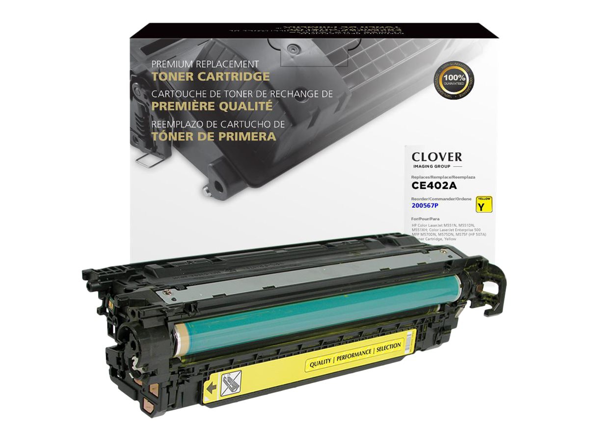 Clover Remanufactured Toner for HP CE402A (507A), Yellow, 6,000 page yield