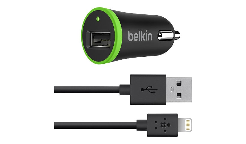 Belkin Car Charger with Lightning to USB Cable (10 Watt/2.1 Amp) - Black