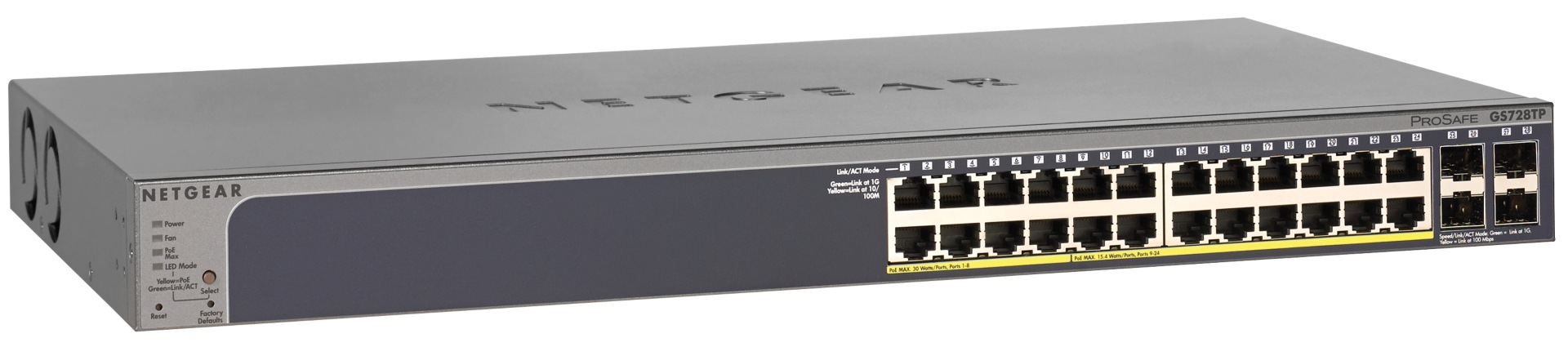 NETGEAR 24-Port Gigabit Smart Managed Pro Switch, PoE+/192w, SFP (GS728TP)