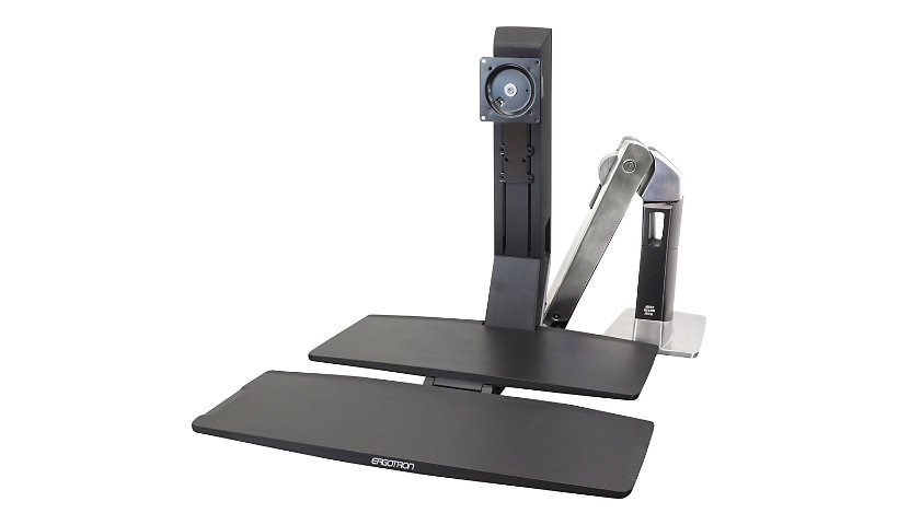 Ergotron WorkFit-A Single LD Workstation With Worksurface - standing desk converter - black, polished aluminum
