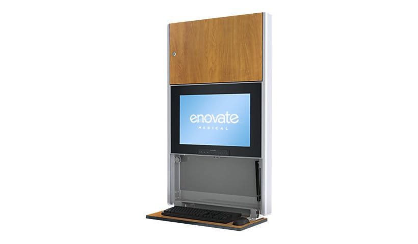 Enovate Medical e550 LITE w/ eLift cabinet unit - for LCD display / keyboard / mouse / CPU - wild cherry