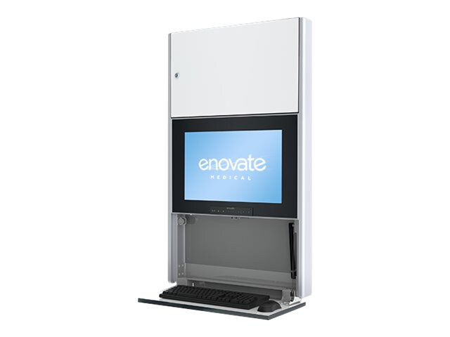 Enovate Medical e550 Hall Wallstation w/ eLift cabinet unit - for LCD display / keyboard / mouse / CPU - ontario white