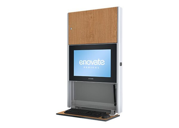Enovate Medical e550 LITE w/ eLift cabinet unit - for LCD display / keyboard / mouse / CPU - fine oak
