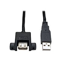 Tripp Lite 6 Inch Panel Mount USB 2.0 Extension Cable USB A Male/Female 6"