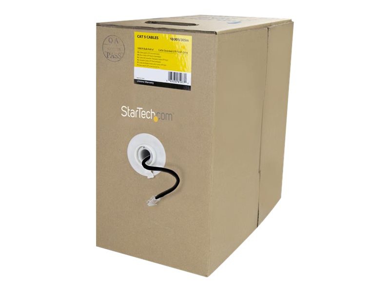StarTech.com 1000ft Bulk Cat 5e Ethernet Cable - Stranded - Black