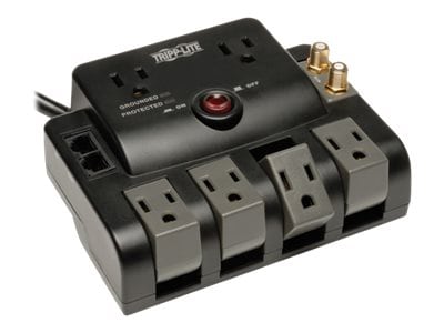 Tripp Lite Surge Protector 120V 6 Outlet Rotating RJ11 Coax 6ft Cord