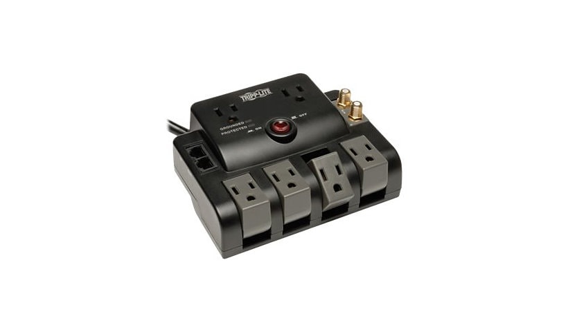 Tripp Lite Surge Protector 120V 6 Outlet Rotating RJ11 Coax 6' Cord - surge protector