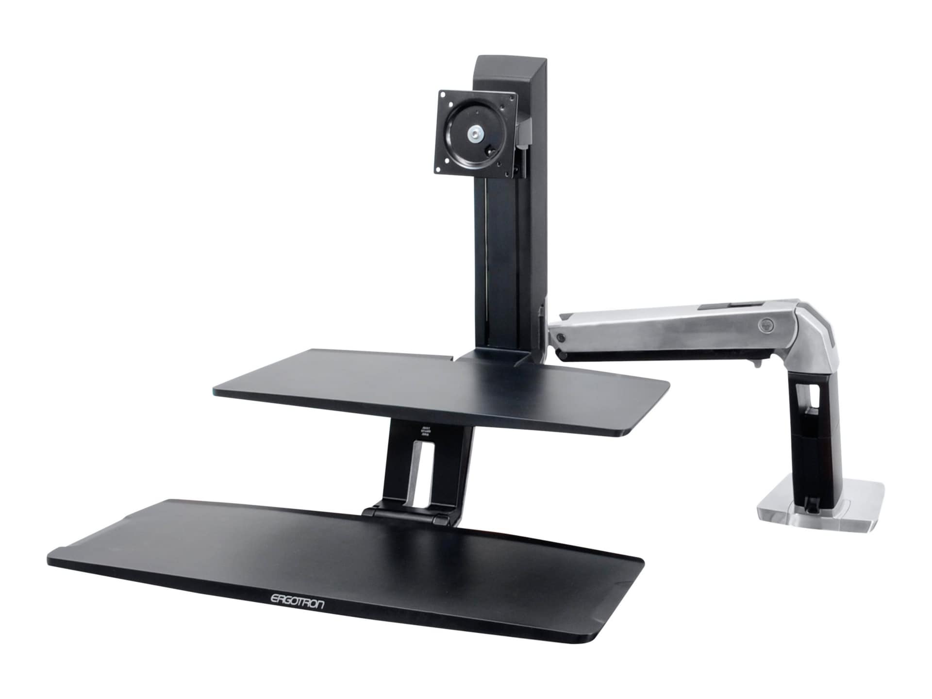 Ergotron WorkFit-A Single LD Workstation With Suspended Keyboard - standing desk converter - black, polished aluminum