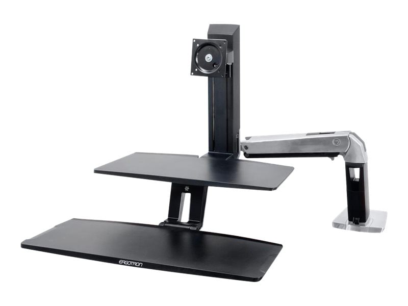 Ergotron WorkFit-A Single HD Workstation With Suspended Keyboard - standing desk converter - black, polished aluminum