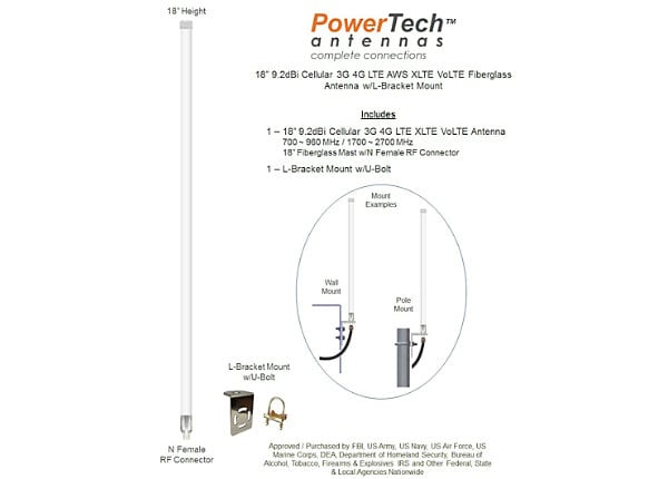 PowerTech Hi Gain 9.2dB 4G Omni Antenna