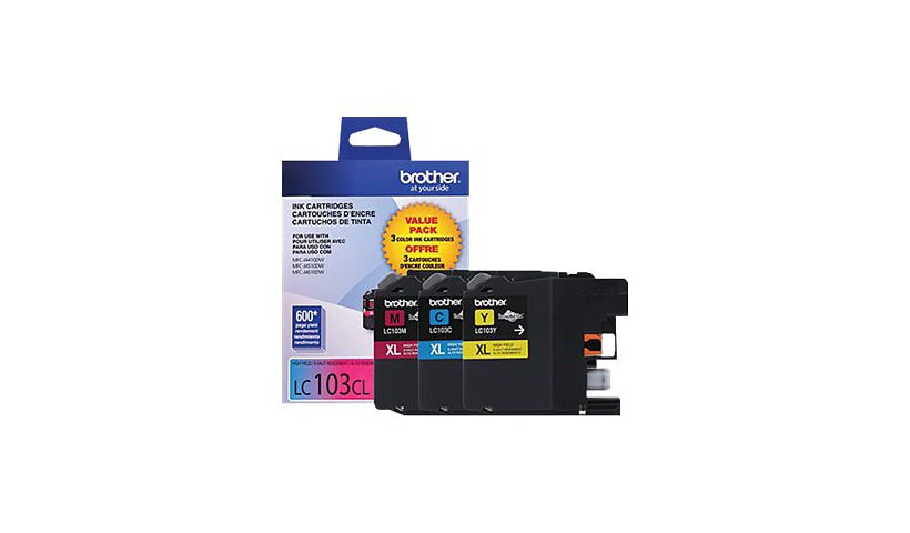 Brother LC103CL - 3-pack - High Yield - yellow, cyan, magenta - original - ink cartridge