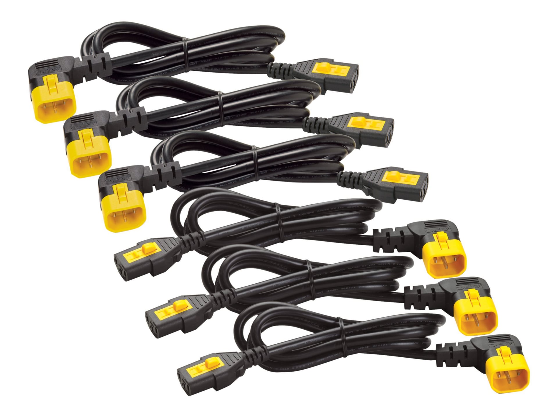 APC by Schneider Electric Power Cord Kit (6 ea), Locking, C13 to C14 (90 Degree), 1.2m, North America