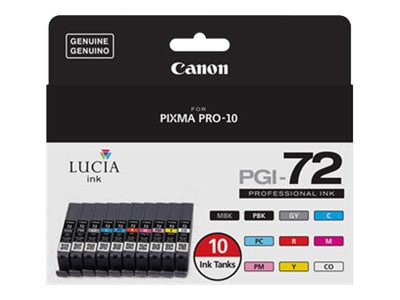 Canon PGI-72 10 Color Value Pack - 10-pack - gray, yellow, cyan, magenta, r