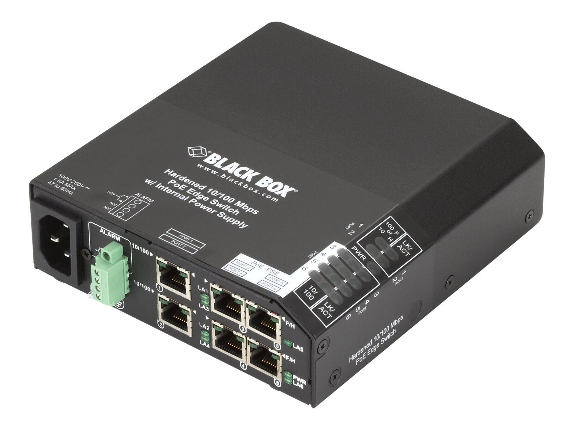 Black Box Hardened PoE PSE Switch - switch - 6 ports