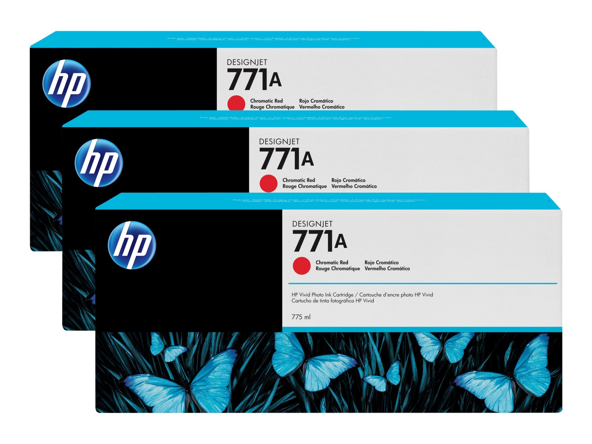 HP 771A Tri-pack - 3-pack - chromatic red - original - ink cartridge