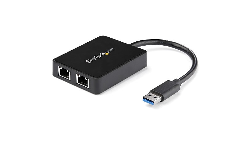 StarTech.com Dual USB 3.0 to Gigabit Ethernet NIC Network Adapter w/USBPort
