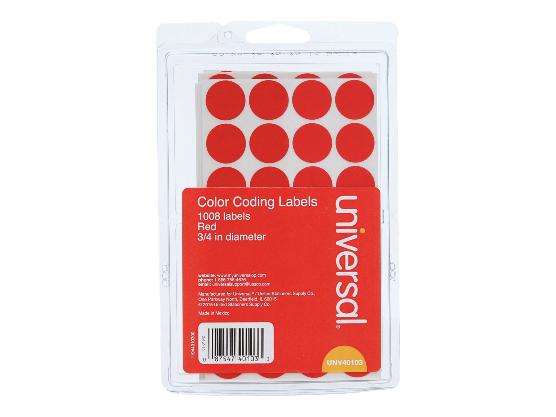 Universal - color-coded labels - 1008 label(s) - 0.7 in round