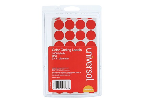 Universal - color-coded labels - 1008 label(s) - 0.7 in round