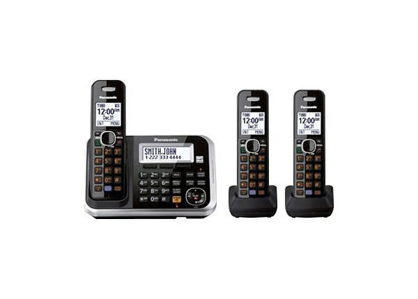 Panasonic KX-TG6843B - cordless phone - answering system with caller ID/call waiting + 2 additional handsets