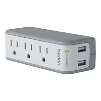 Belkin 3-Outlet Mini Surge Protector with USB Ports (2.1 AMP) - White