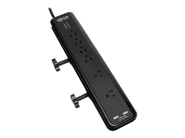 Tripp Lite Surge Protector Power Strip Desk Mount 120V USB 6 Outlet 6' Cord  - surge protector - TLP606DMUSB - Power Strips & Surge Protectors 
