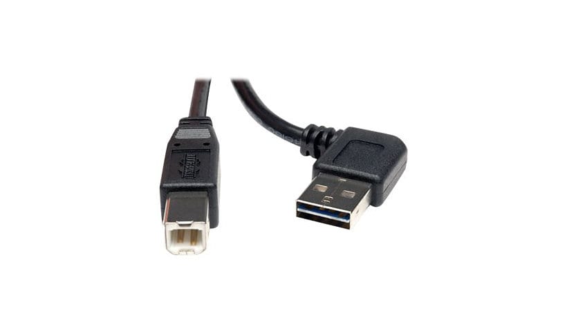 Tripp Lite 3ft USB 2.0 High Speed Cable Reversible Right / Left Angle A to B M/M 3' - USB cable - USB Type B to USB - 3